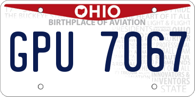 OH license plate GPU7067