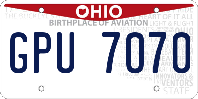 OH license plate GPU7070