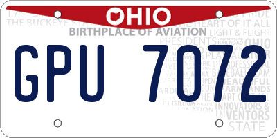 OH license plate GPU7072