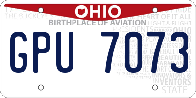 OH license plate GPU7073