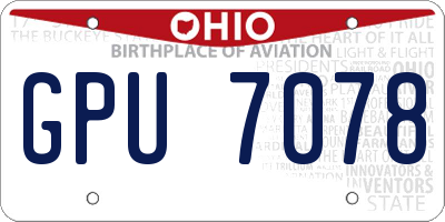 OH license plate GPU7078
