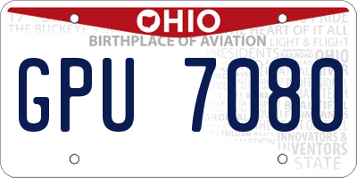 OH license plate GPU7080
