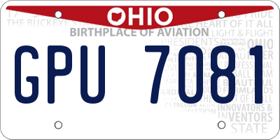 OH license plate GPU7081