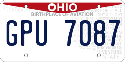 OH license plate GPU7087