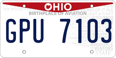 OH license plate GPU7103