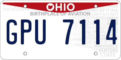 OH license plate GPU7114