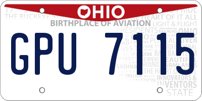 OH license plate GPU7115
