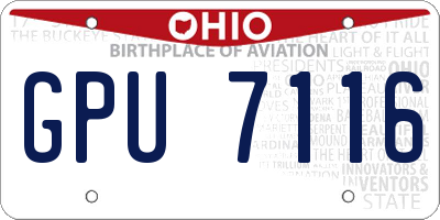 OH license plate GPU7116