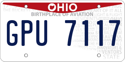 OH license plate GPU7117