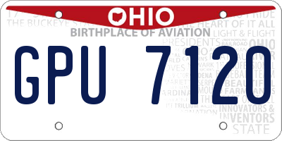 OH license plate GPU7120