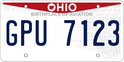 OH license plate GPU7123