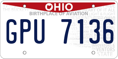 OH license plate GPU7136