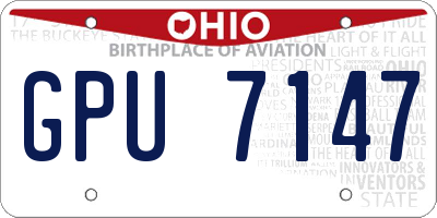 OH license plate GPU7147