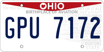 OH license plate GPU7172