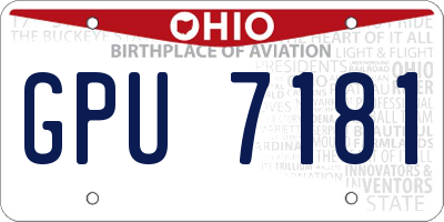 OH license plate GPU7181