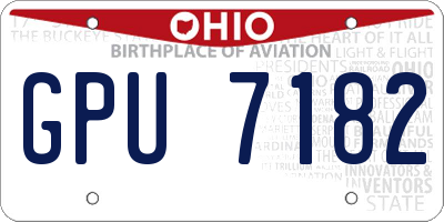 OH license plate GPU7182
