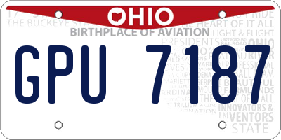 OH license plate GPU7187