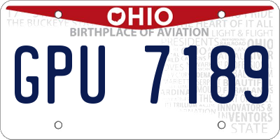 OH license plate GPU7189