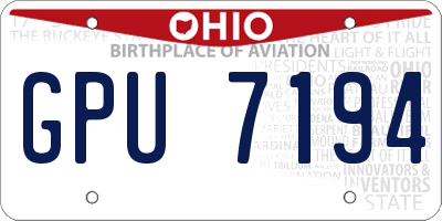 OH license plate GPU7194