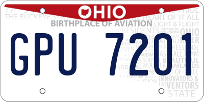 OH license plate GPU7201