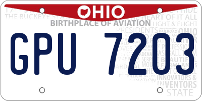 OH license plate GPU7203