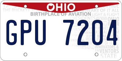 OH license plate GPU7204