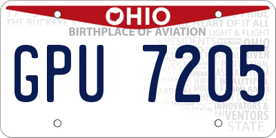 OH license plate GPU7205