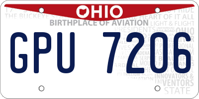OH license plate GPU7206