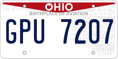 OH license plate GPU7207