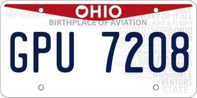 OH license plate GPU7208