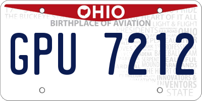 OH license plate GPU7212