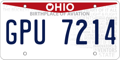 OH license plate GPU7214