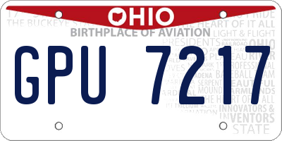 OH license plate GPU7217