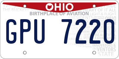 OH license plate GPU7220
