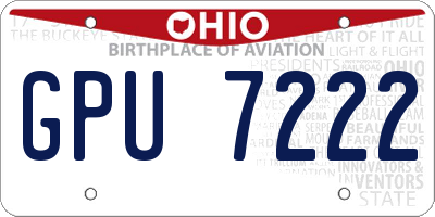 OH license plate GPU7222