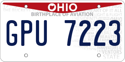 OH license plate GPU7223