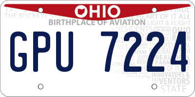 OH license plate GPU7224