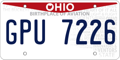 OH license plate GPU7226