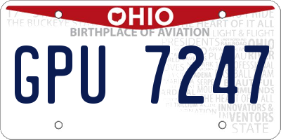 OH license plate GPU7247
