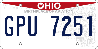 OH license plate GPU7251