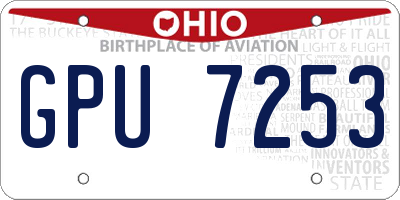 OH license plate GPU7253