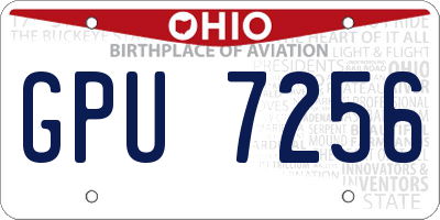 OH license plate GPU7256