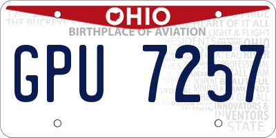 OH license plate GPU7257