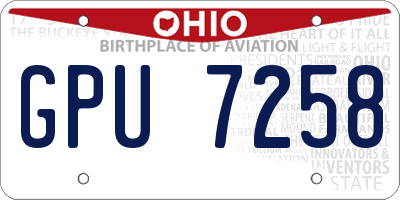 OH license plate GPU7258