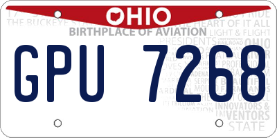 OH license plate GPU7268