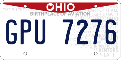 OH license plate GPU7276