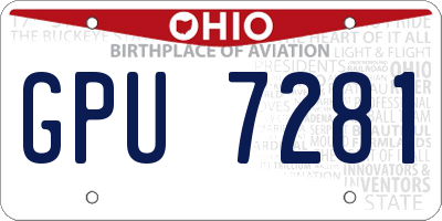 OH license plate GPU7281