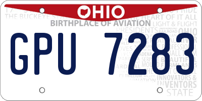 OH license plate GPU7283