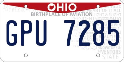 OH license plate GPU7285