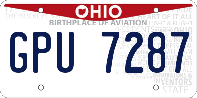 OH license plate GPU7287